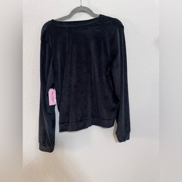 Juicy Couture Women’s Black Velour Crewneck Sleep/Lounge Wear Sweatshirt XL NWT - Picture 2 of 7